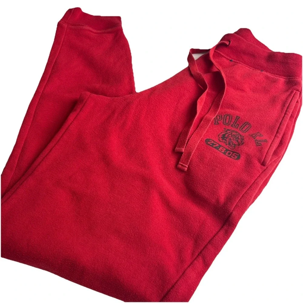 Polo Ralph Lauren Collegiate Tiger Fleece Joggers Men's SMALL Red